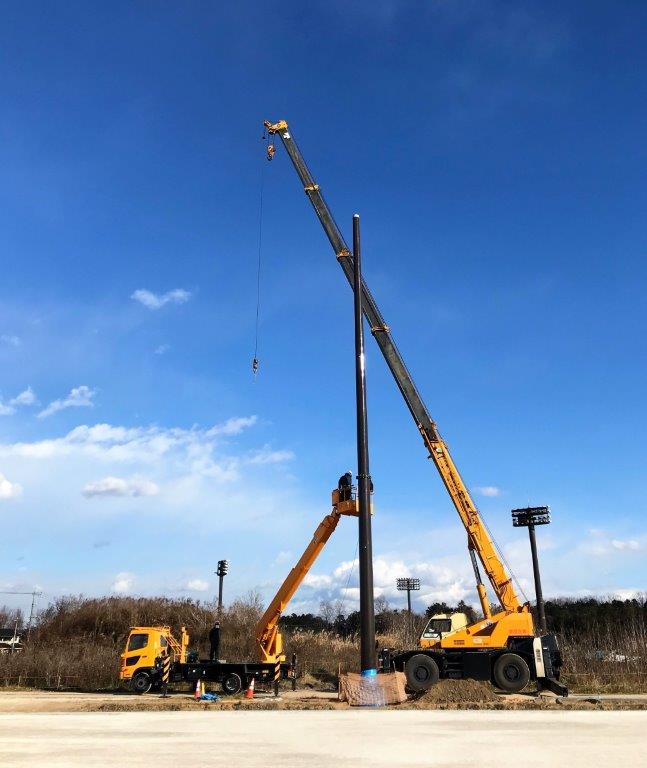 真岡市総合運動公園運動広場1夜間照明柱建柱工事